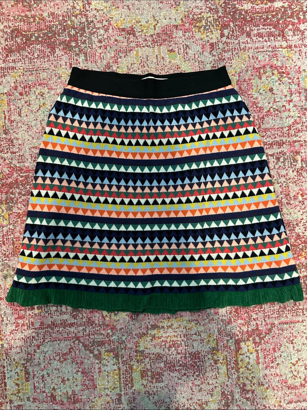 Aldo Martins Multicolor Triangle-Stripe Knit Mini Skirt in Navy, Green, Orange